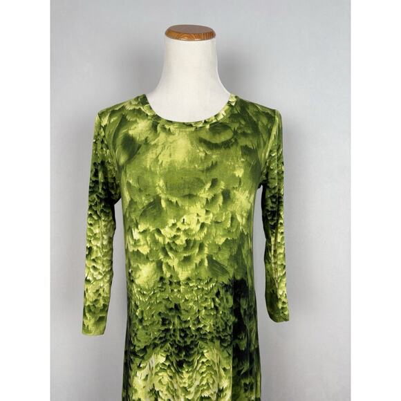 Samantha Sung Floral Midi Dress Size 8 Green Abstract Art to Wear Colorful - Picture 2 of 12
